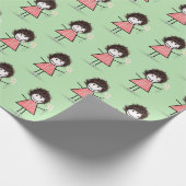 Papier Cadeau Baguette Figure Girl en Basket sur Vert (Coin)