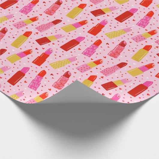 Papier Cadeau Baguettes de Saint Valentin rose pâle (Coin)