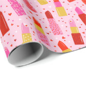 Papier Cadeau Baguettes de Saint Valentin rose pâle (Coin rond)