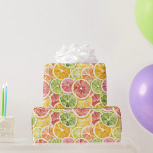 Papier Cadeau Baie Verte Lime Orange Rose Fruité Baby Shower