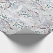 Papier Cadeau Baies Blanches Scène de neige avec feuilles, hiver (Coin)