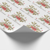 Papier Cadeau Baies classiques de Noël aquarelle (Coin)
