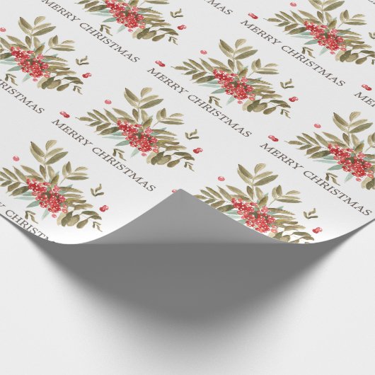 Papier Cadeau Baies classiques de Noël aquarelle (Coin)