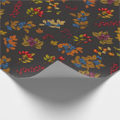 Papier Cadeau Baies d'automne sur chocolat brun 2 (Coin)