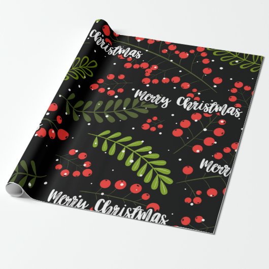 Papier Cadeau Baies de houx (Déroulé)