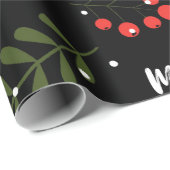 Papier Cadeau Baies de houx (Coin rond)