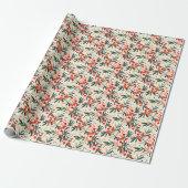 Papier Cadeau Baies de houx rouges modernes de Noël (Déroulé)