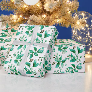 Papier Cadeau Baies d'hiver Verdure hivernale Noël moderne