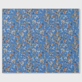 Papier Cadeau Baies feuilles Bleu Elégant Aquarelle Florale (Plat)