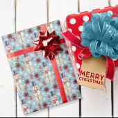 Papier Cadeau Baies neige d'hiver Snowman Bleu