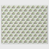 Papier Cadeau Baies noires et fleurs en blanc (Plat)