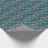 Papier Cadeau Baies rouges enneigées sur fond vert foncé (Coin)