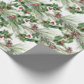 Papier Cadeau Baies rouges et aiguilles de pin Pinecones (Coin)