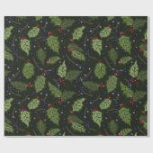 Papier Cadeau Baies rouges et pourpres Noël Holly (Plat)
