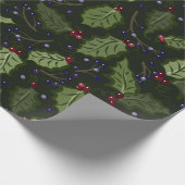 Papier Cadeau Baies rouges et pourpres Noël Holly (Coin)