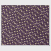 Papier Cadeau Baies violettes et dorées (Plat)