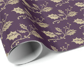 Papier Cadeau Baies violettes et dorées (Coin rond)