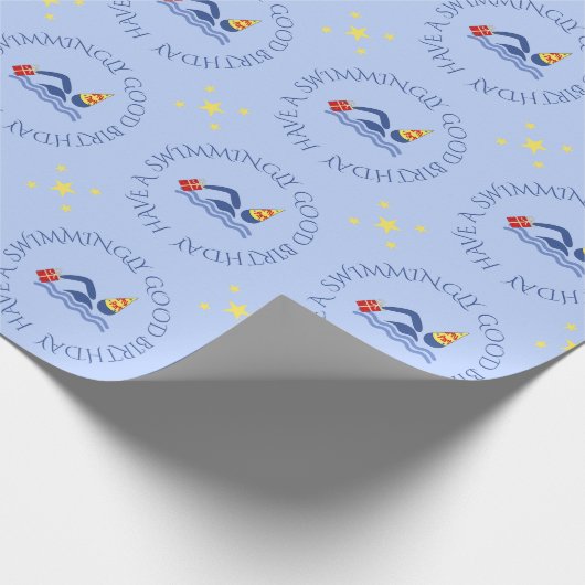 Papier Cadeau Baignade d'anniversaire texte personnalisé bleu (Coin)