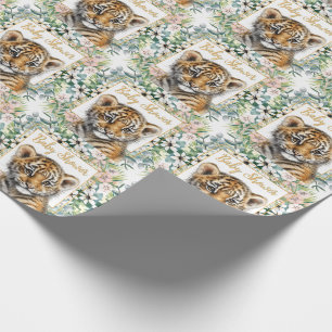 Papier Cadeau Bain de bébé au thème de jeune tigre réaliste et m
