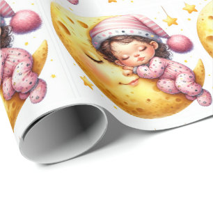 Papier Cadeau Bain de Lune Baby Shower Nouvelles Née Fille
