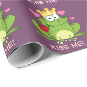Papier Cadeau Baiser de grenouille de Saint-Valentin (Coin rond)