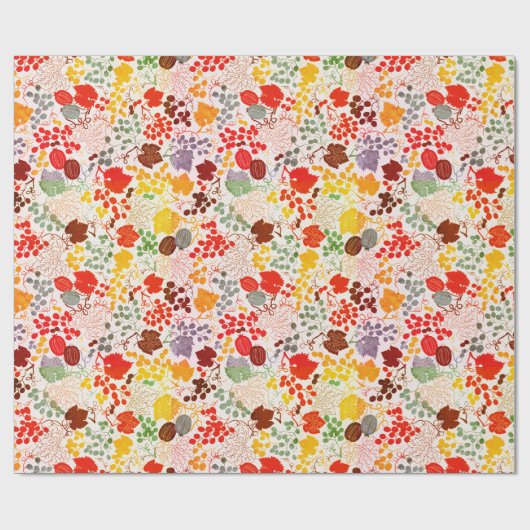 Papier Cadeau Baiser Français Raisin Baies Fleurs Mariage (Plat)