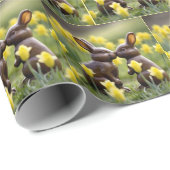 Papier Cadeau Baiser les lapins de Pâques au chocolat (Coin rond)
