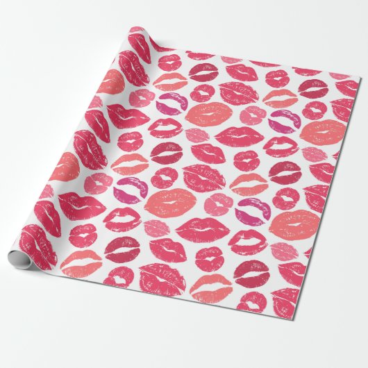 Papier Cadeau Baiser Lips Love Wrapper Papier (Déroulé)