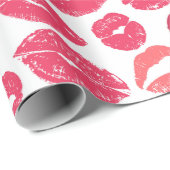 Papier Cadeau Baiser Lips Love Wrapper Papier (Coin rond)