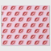 Papier Cadeau Baiser rouge à lèvres en rose (Plat)