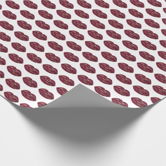 Papier Cadeau Baisers à lèvres rouges blanches (Coin)