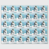 Papier Cadeau Baisers d'amour de pingouin (Plat)