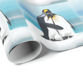 Papier Cadeau Baisers d'amour de pingouin (Coin rond)