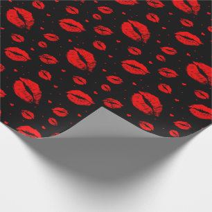 Papier Cadeau Baisers d'amour rouge sur black_large