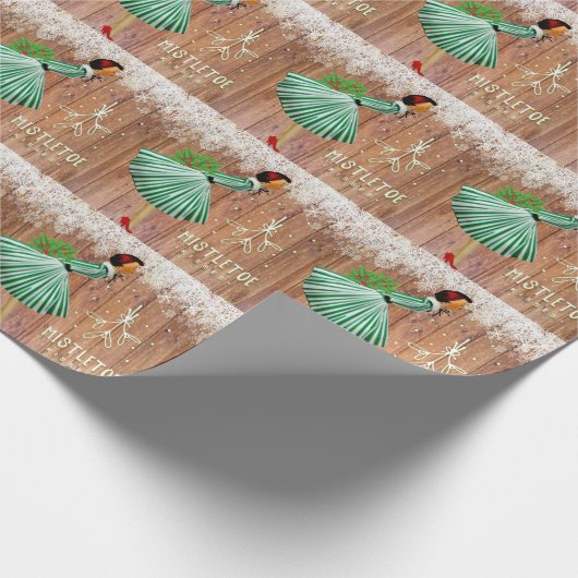 Papier Cadeau Baisers de Noël rétro Mistletoe (Coin)