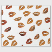 Papier Cadeau Baisers Gold Lips Envelopper du papier (Plat)