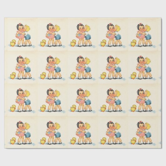 Papier Cadeau Baisers vintages (Plat)