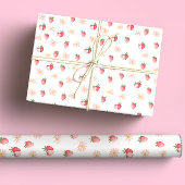Papier Cadeau Baiseuse rose et fraises Pastel Aquarelle