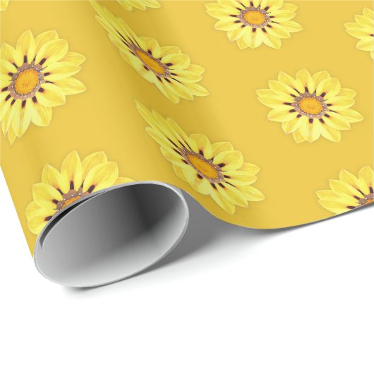 Papier Cadeau Baisson africain / Gazania, Jaune de moutarde (Coin rond)