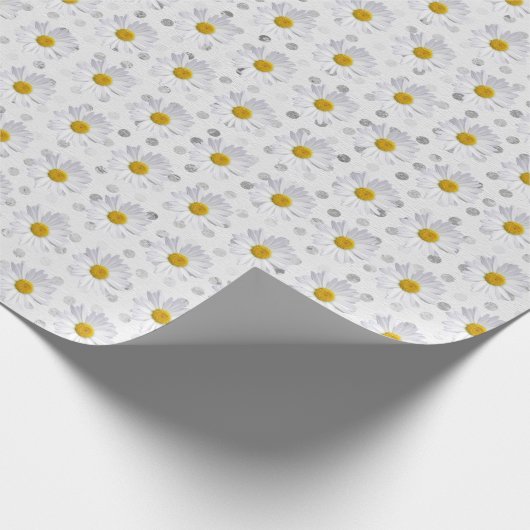 Papier Cadeau Baisson Blanc Sur Points Argent (Coin)