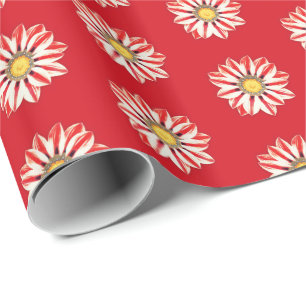 Papier Cadeau Baisy africain / Gazania Rouge et blanc rayé