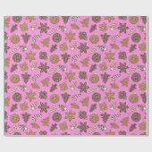 Papier Cadeau Baking Gingerbread Cookies Noël rose (Plat)