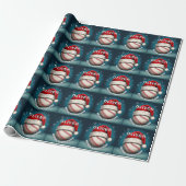 Papier Cadeau Bal de baseball Rouge Père Noël (Déroulé)
