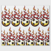 Papier Cadeau Bal De Football En Feu (Plat)