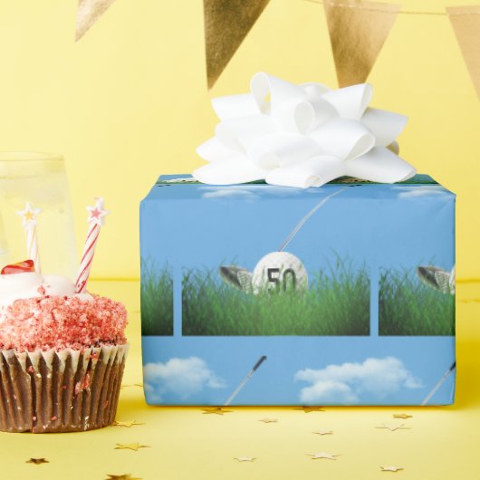 Papier Cadeau Bal de golf 50e anniversaire (Fête d'anniversaire)