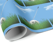 Papier Cadeau Bal de golf 50e anniversaire (Coin rond)