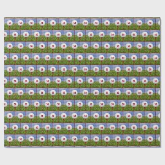 Papier Cadeau Bal de golf 50e anniversaire (Plat)