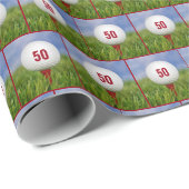 Papier Cadeau Bal de golf 50e anniversaire (Coin rond)