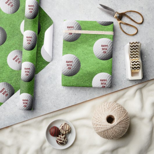 Papier Cadeau Bal de golf et Fairway papier d'enveloppement pers (Artisanat)