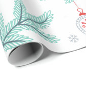Papier Cadeau Bal de Noël et Branches Motif (Coin rond)